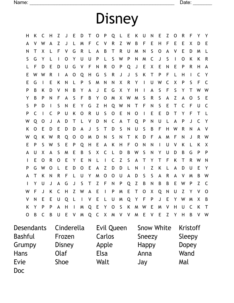 Disney Word Search