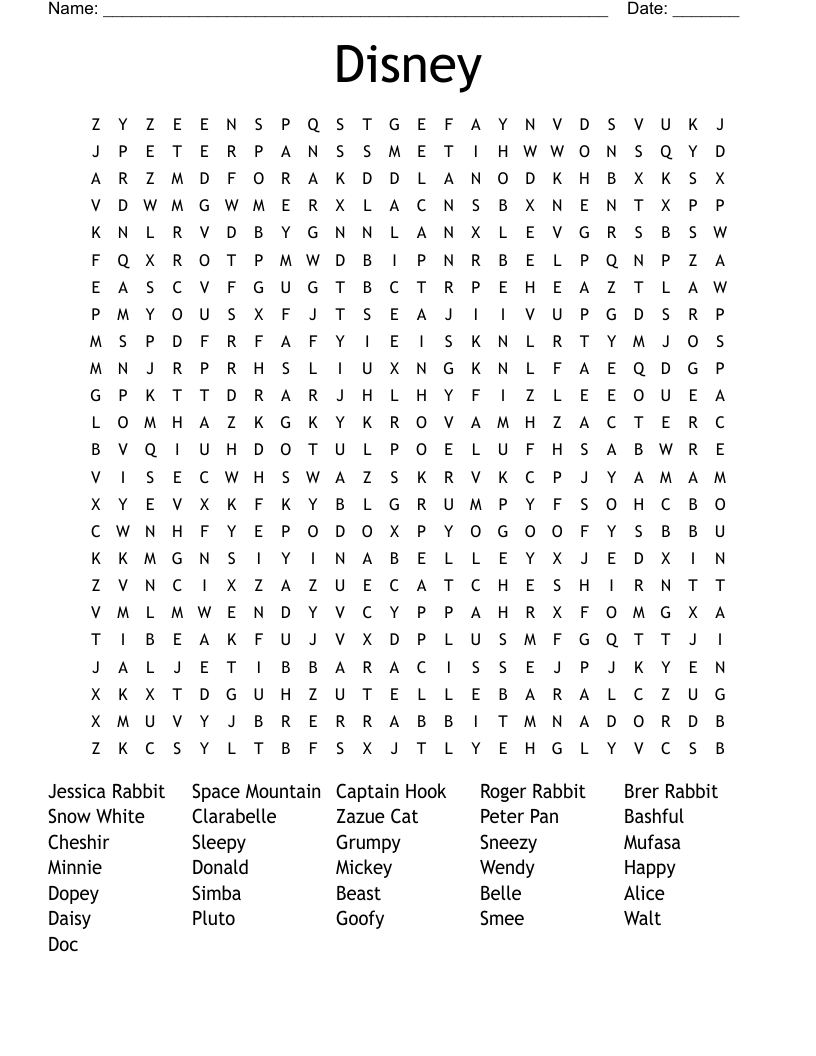 Disney Word Search