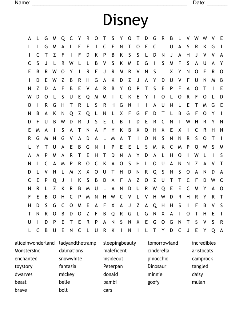 Disney Word Search