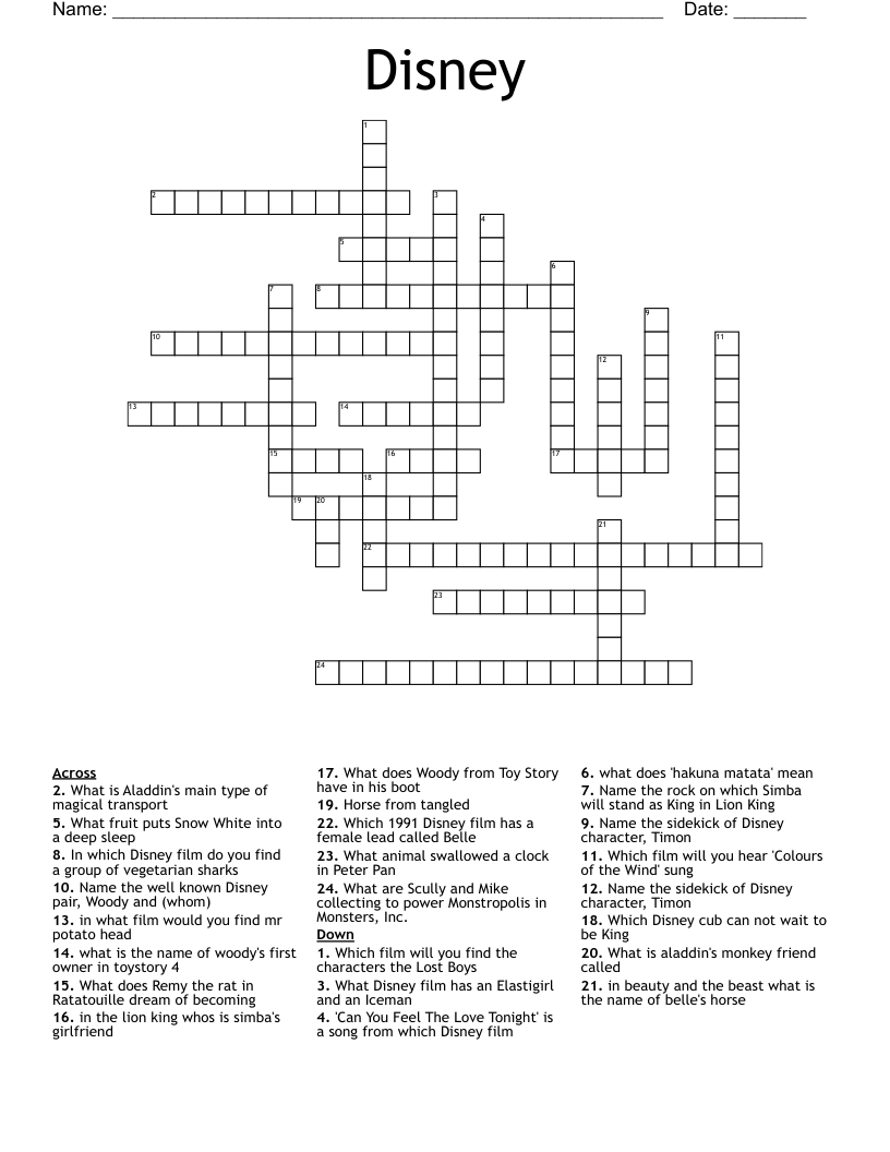 Disney Crossword