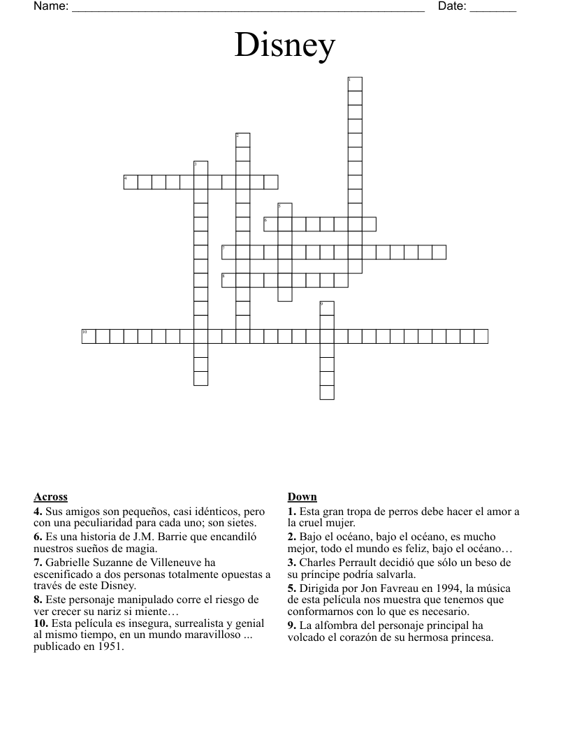 Disney Crossword