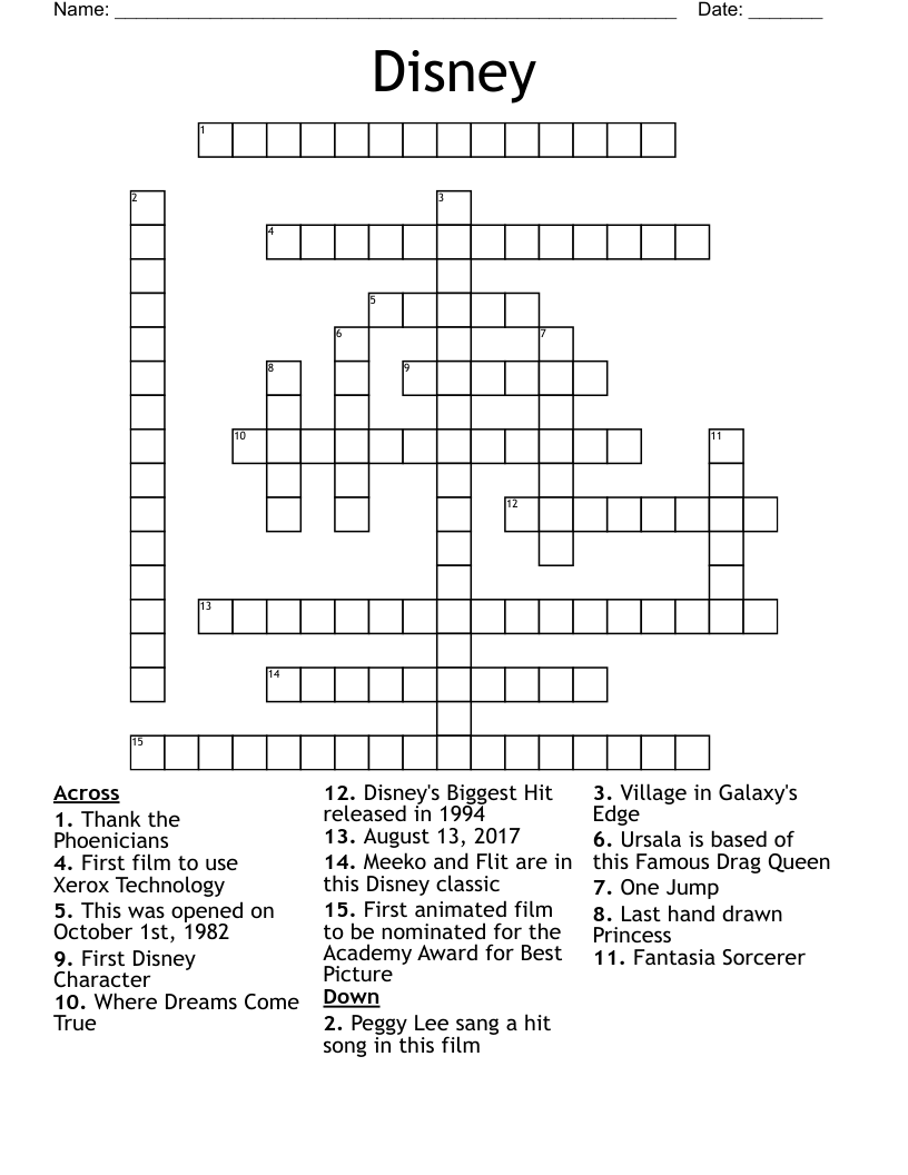Disney Crossword
