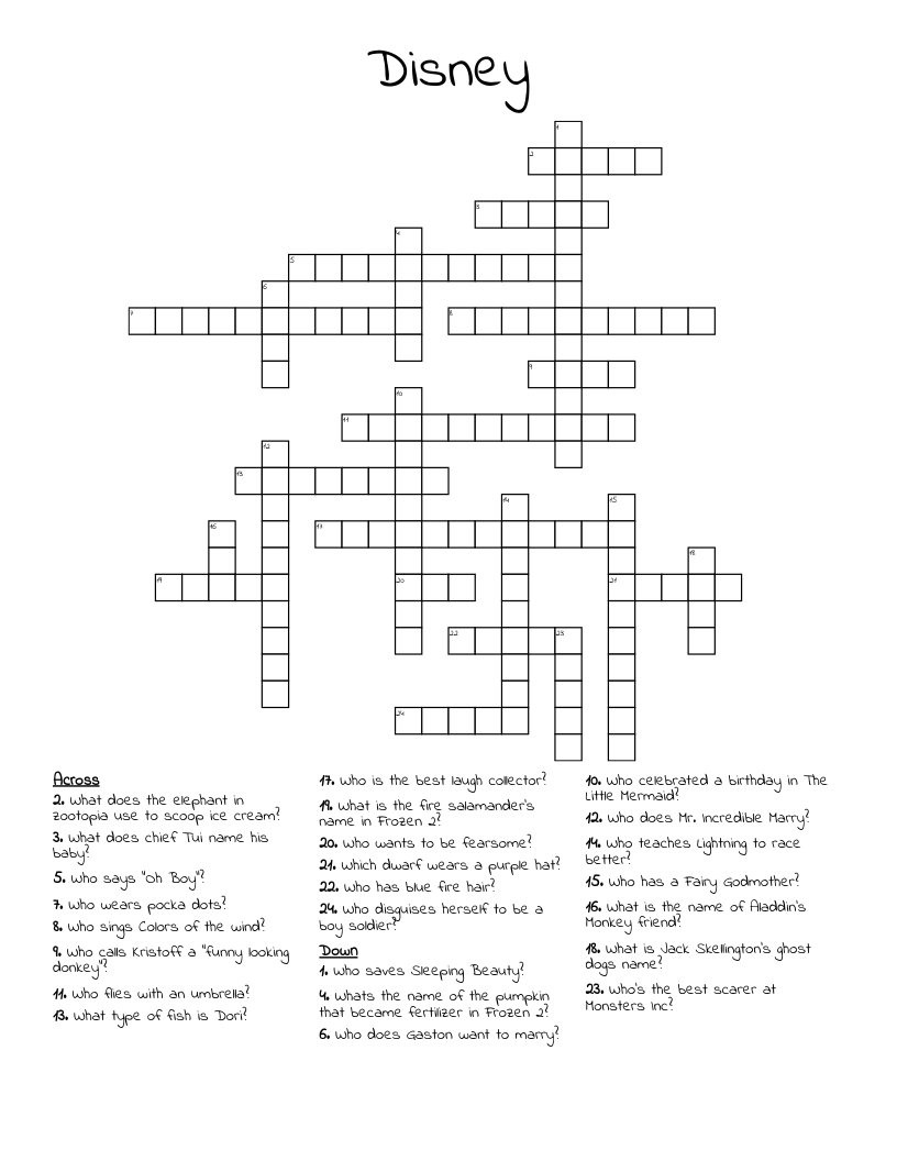 Disney Crossword