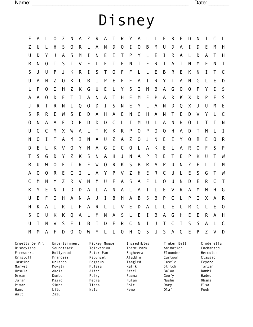 Disney Word Search