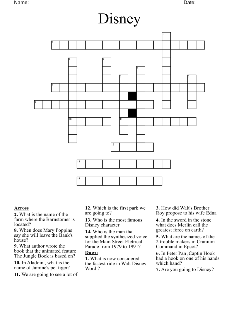 Disney Crossword