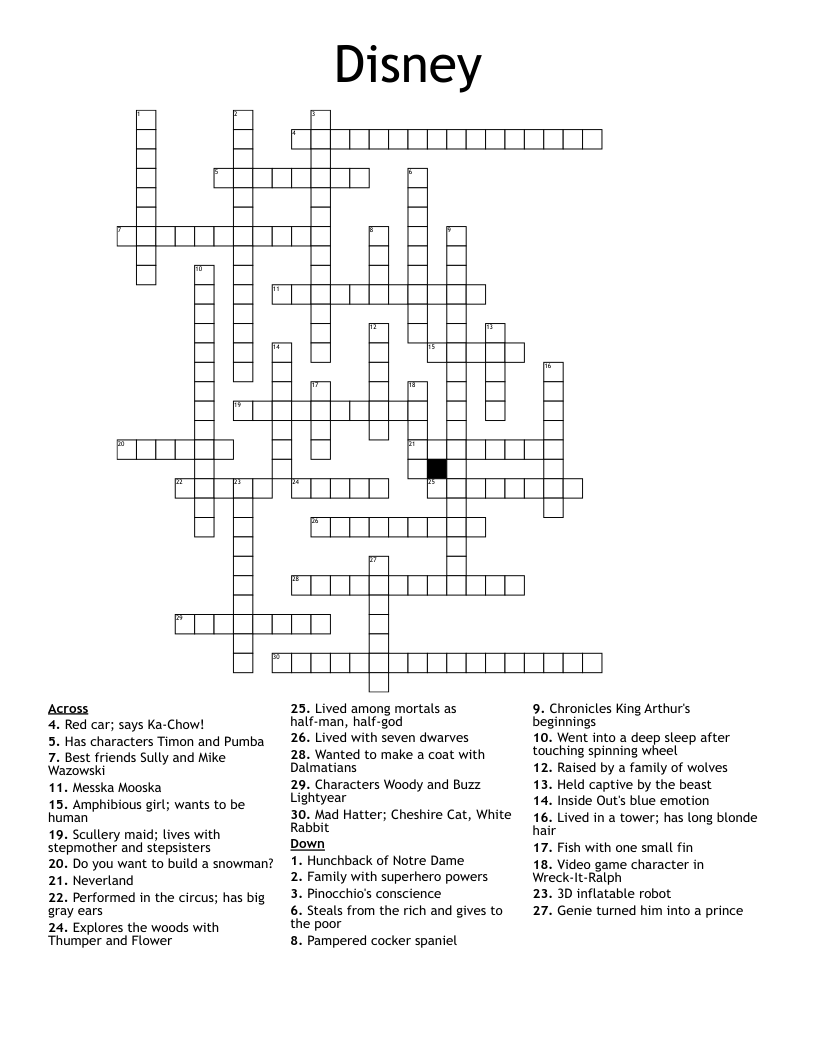 Disney Crossword