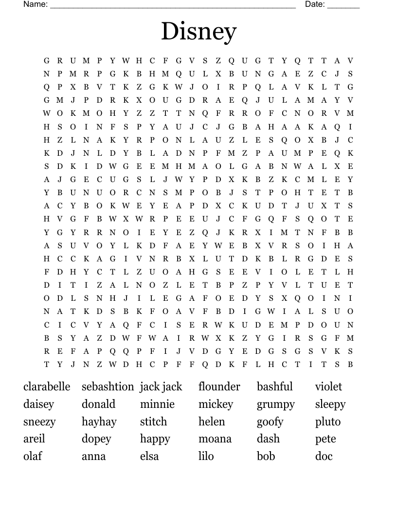 Disney Word Search