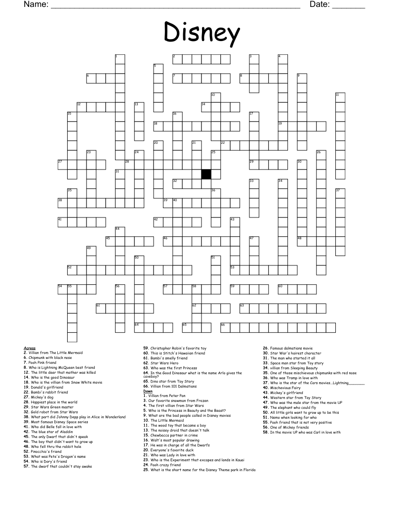 Disney Crossword