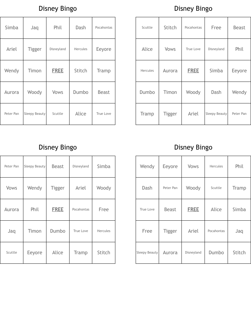Disney Bingo
