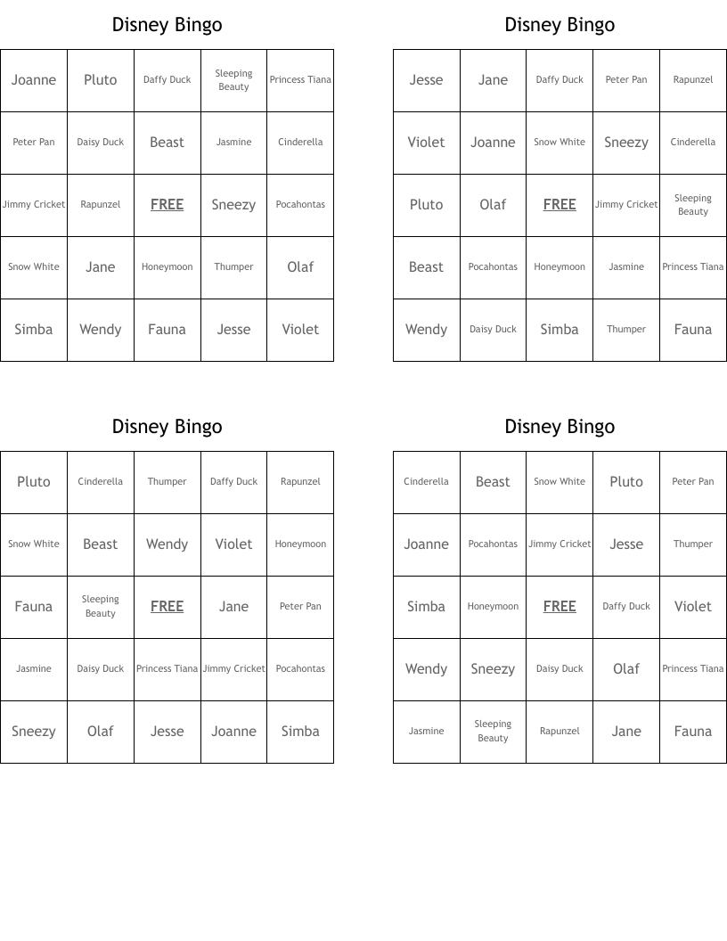 Disney Bingo