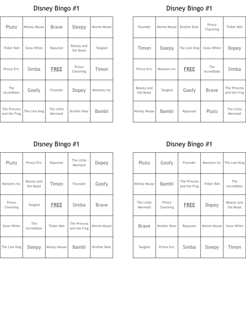 Disney Bingo #1