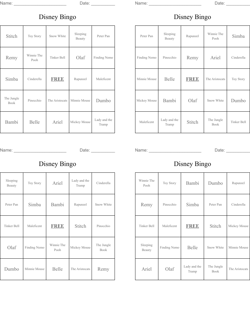 Disney Bingo