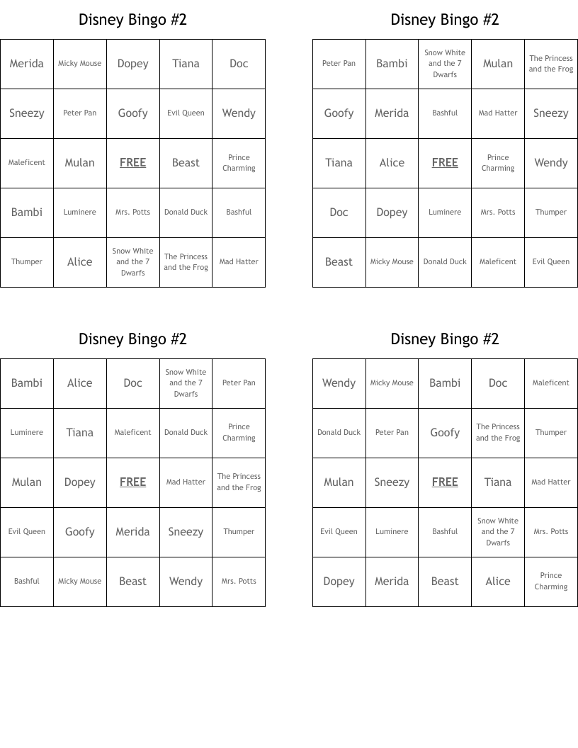 Disney Bingo #2
