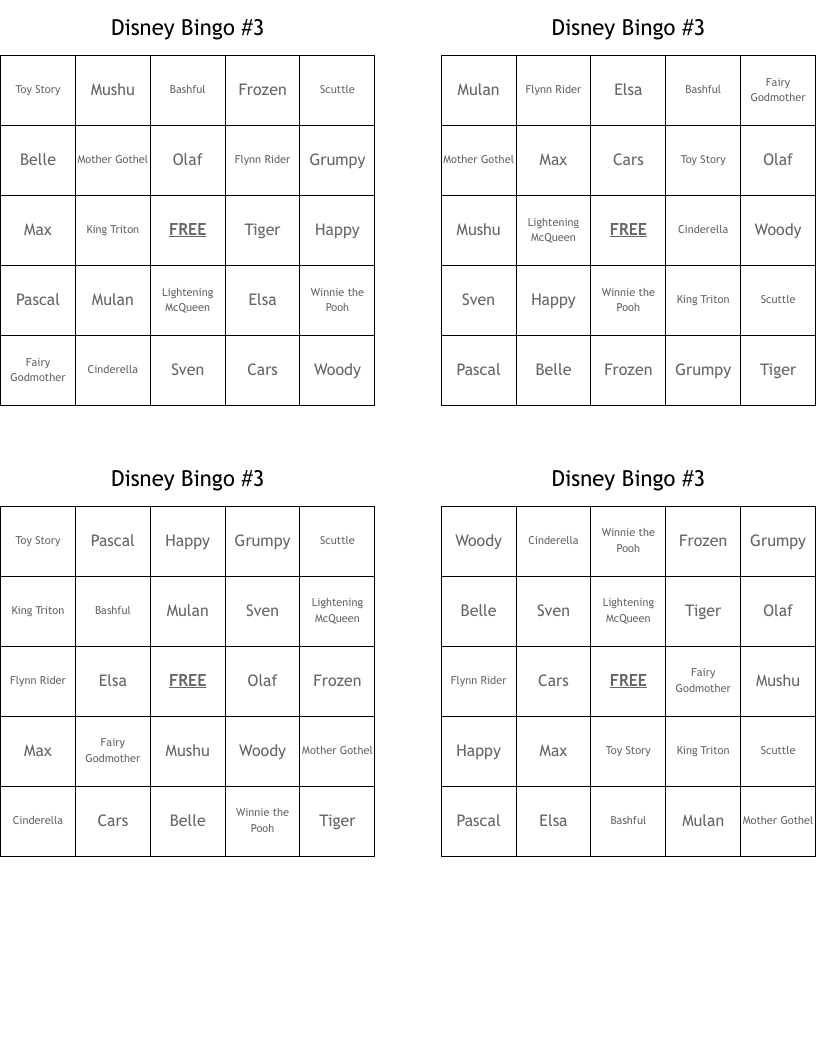 Disney Bingo #3