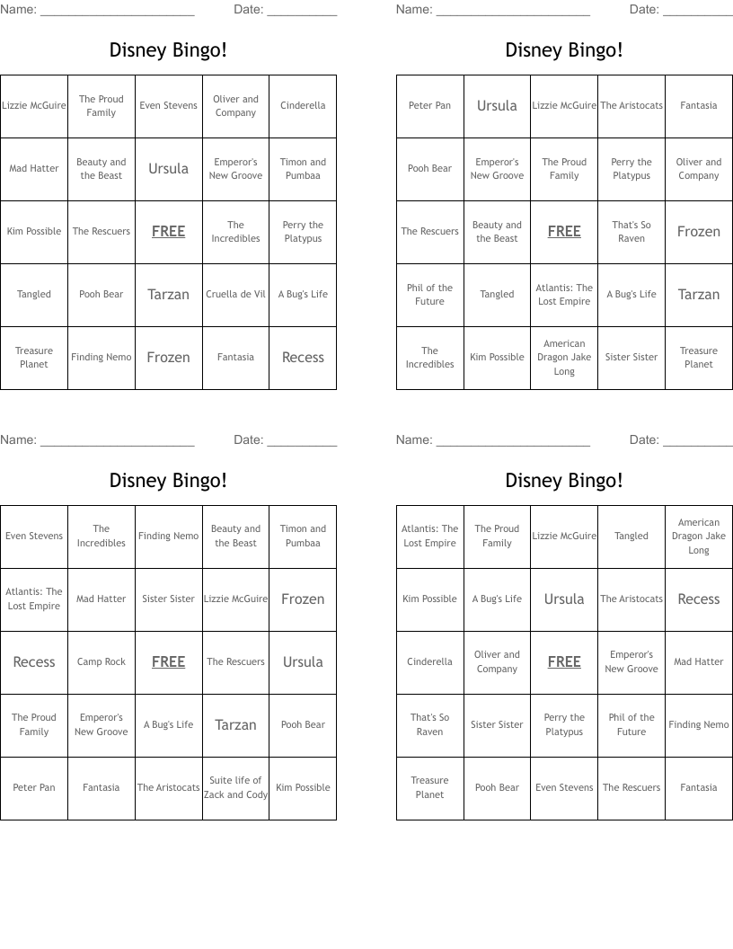 Disney Bingo!
