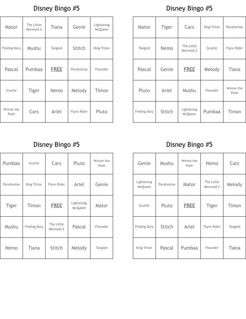 Disney Bingo #5