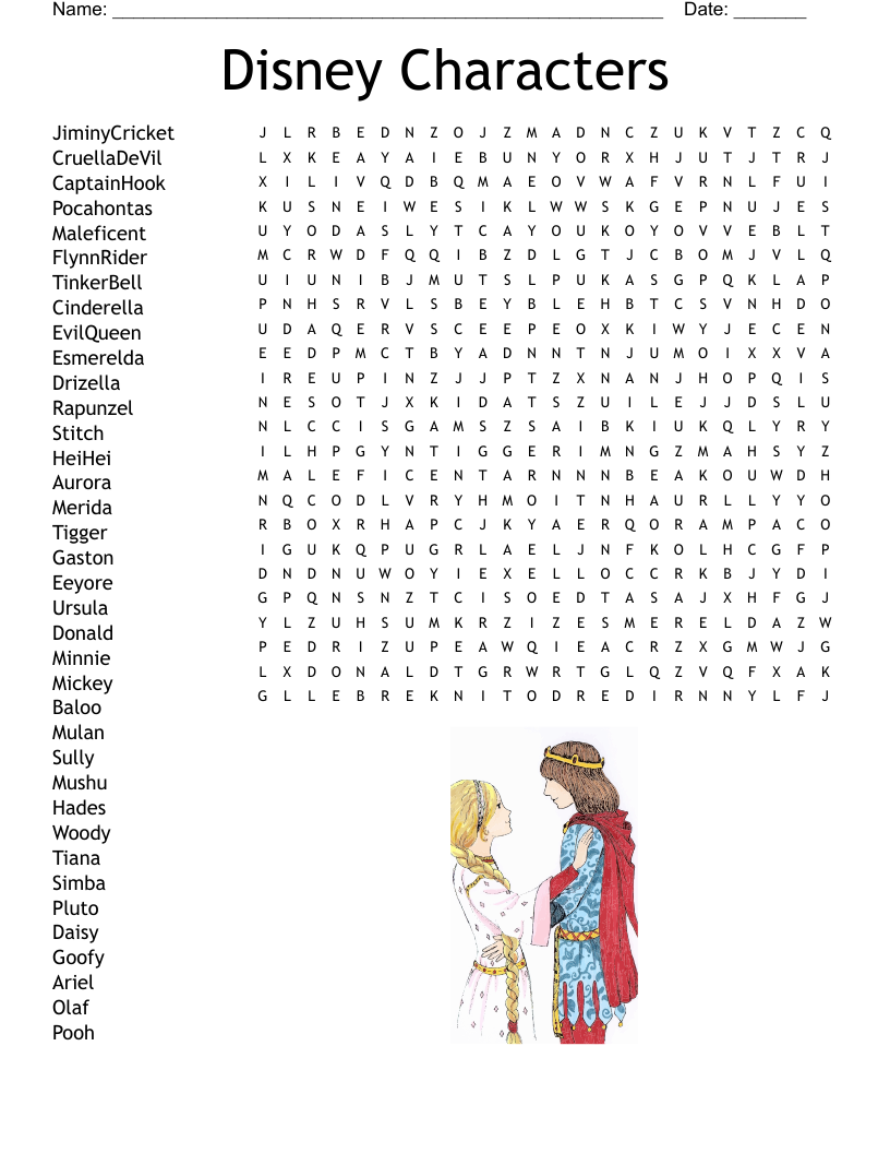 Disney Characters Word Search