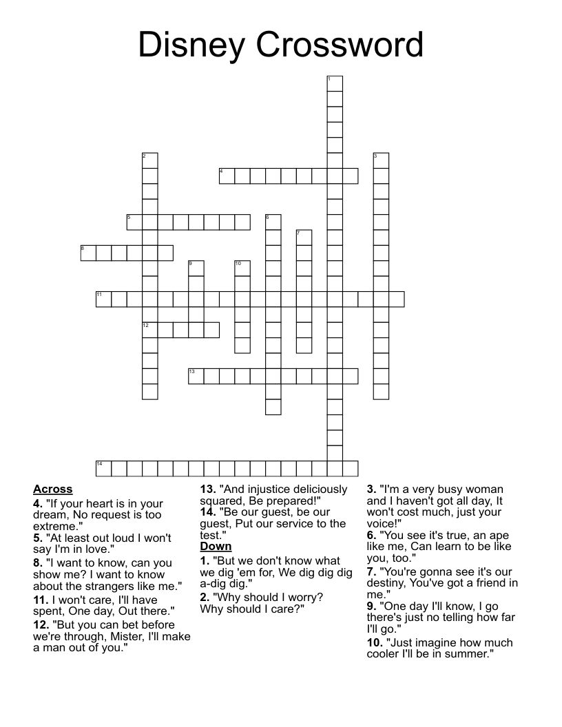 Disney Crossword