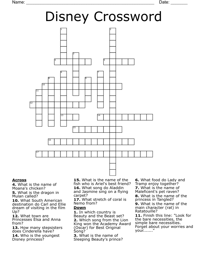 Disney Crossword