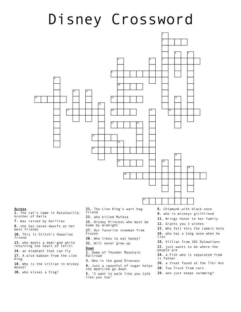 Disney Crossword