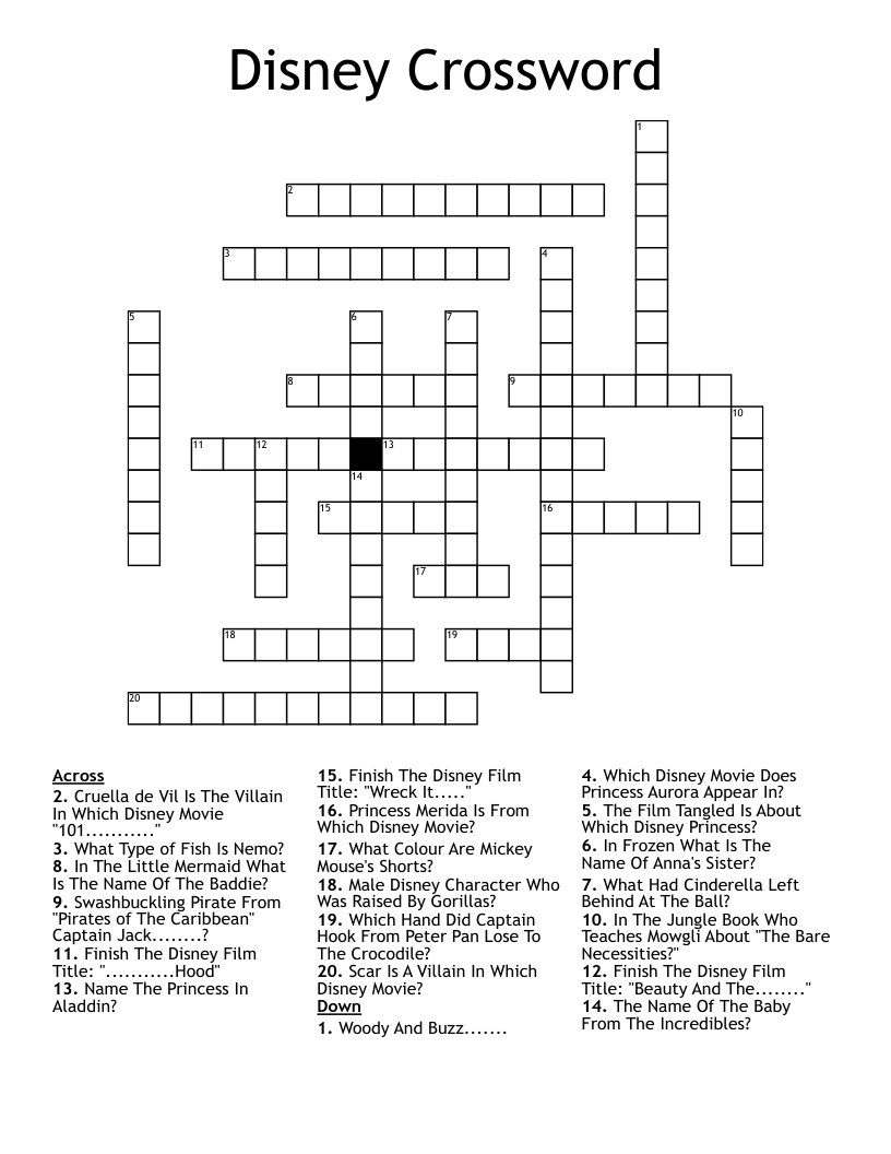 Disney Crossword