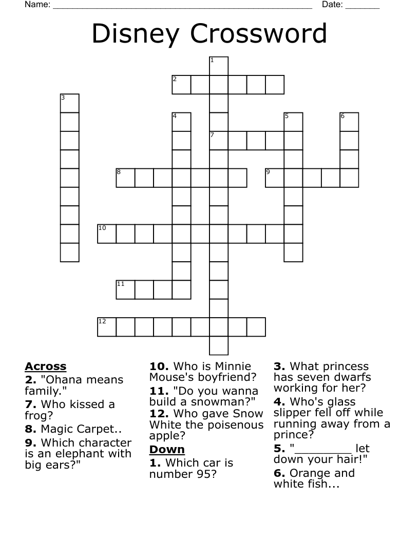 Disney Crossword