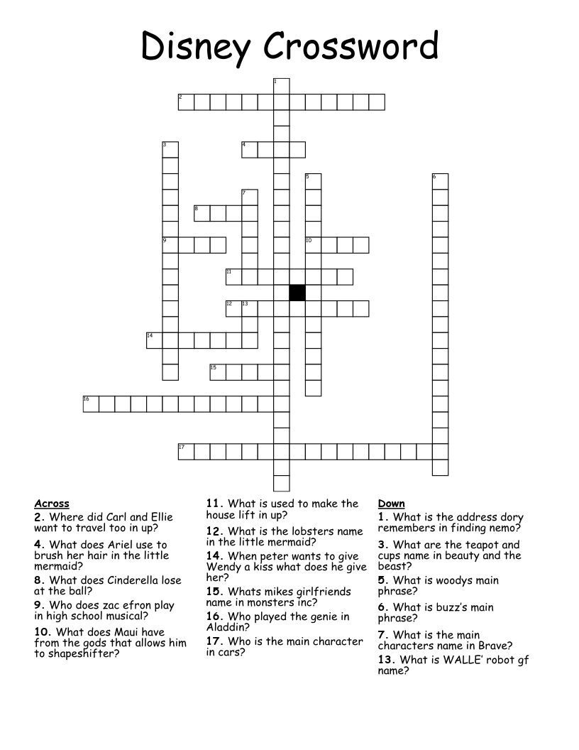 Disney Crossword