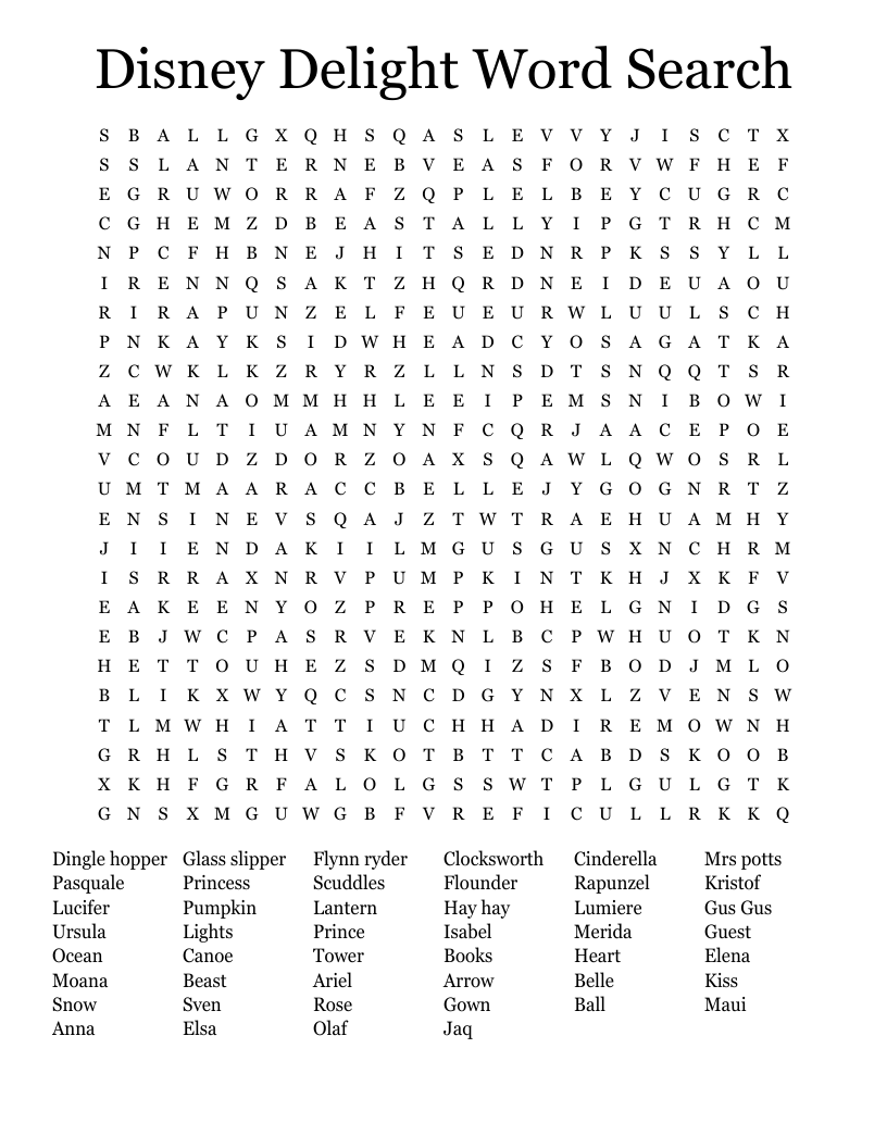 Disney Delight Word Search