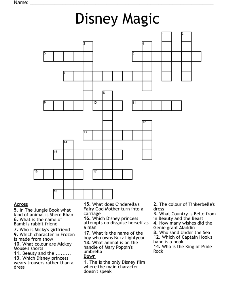 Disney Magic Crossword
