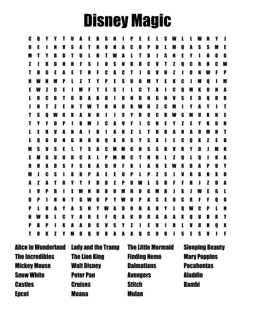 Disney Magic Word Search