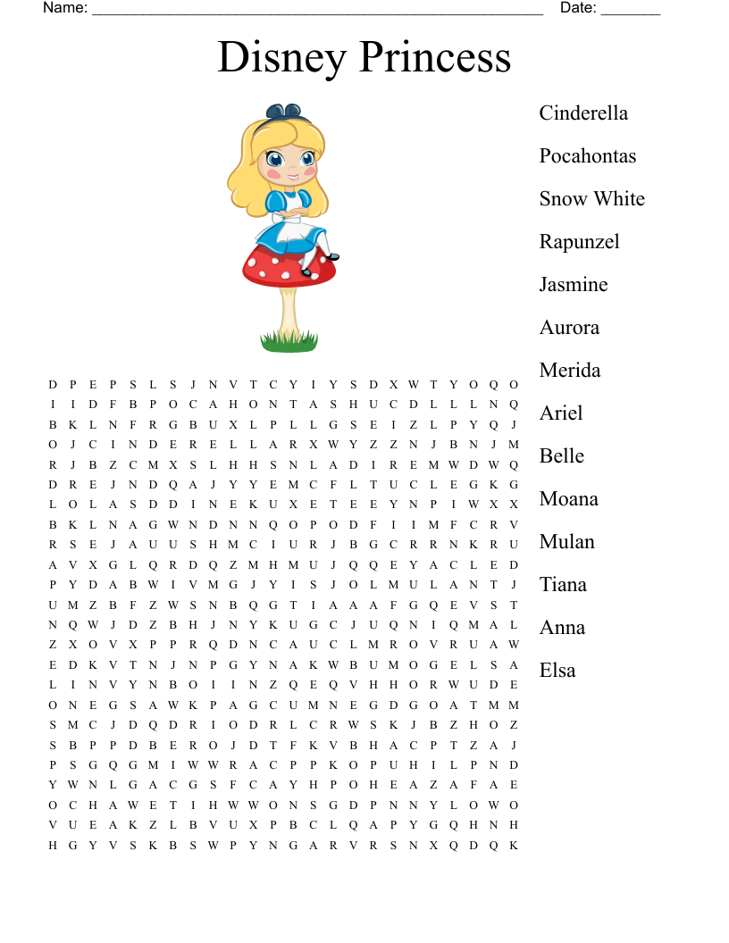 Disney Princess Word Search