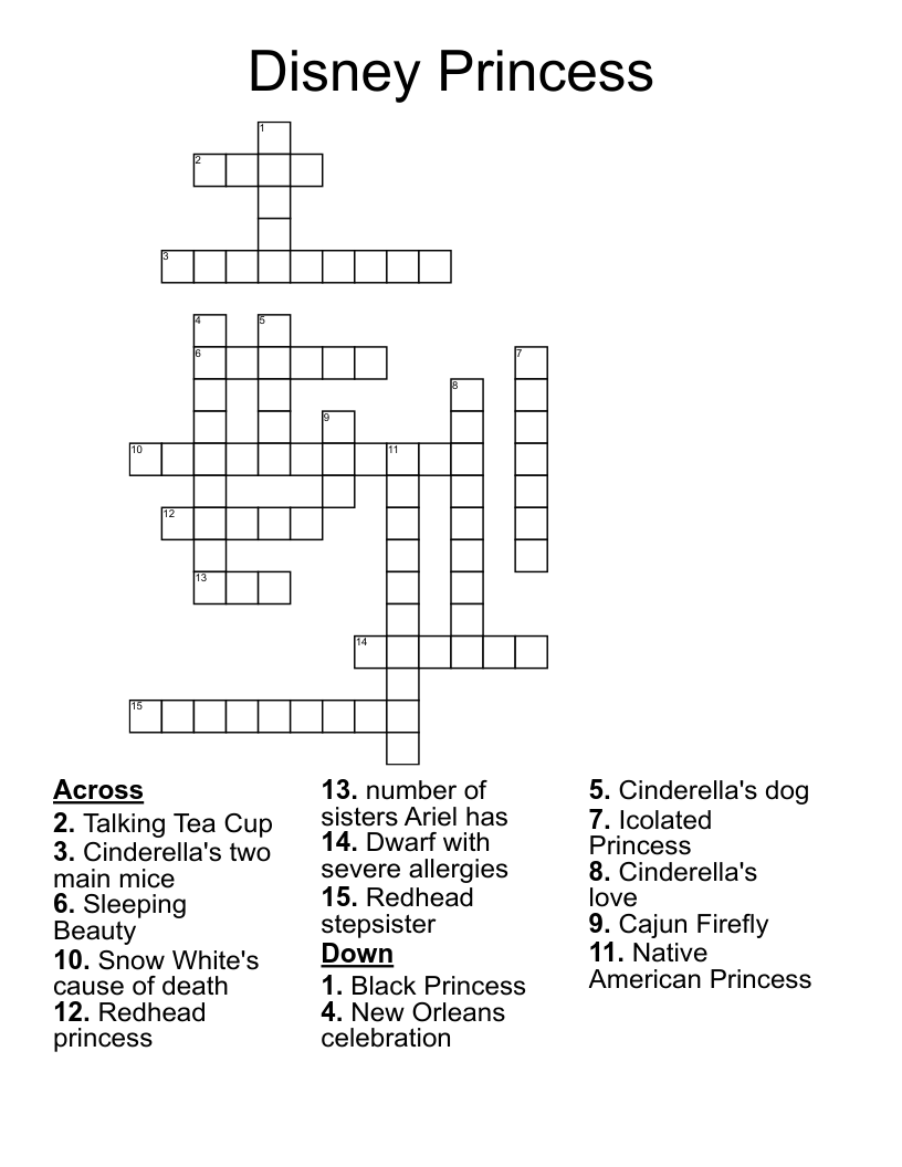 Disney Princess Crossword