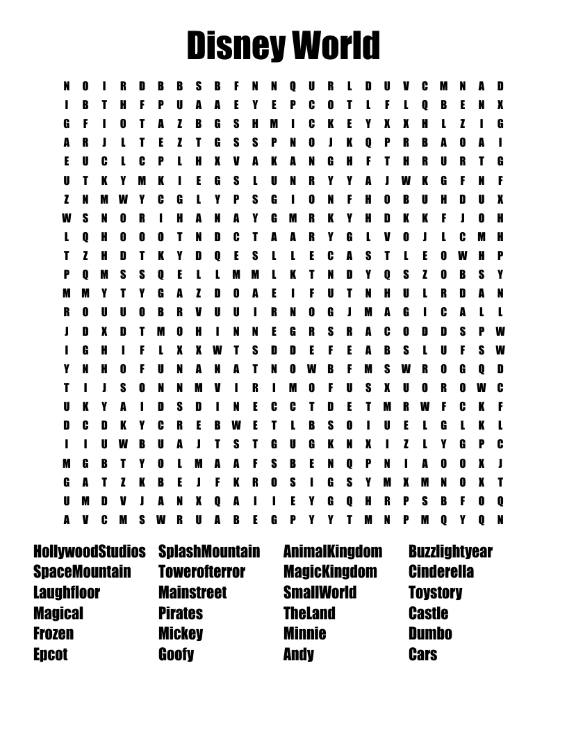 Disney World Word Search