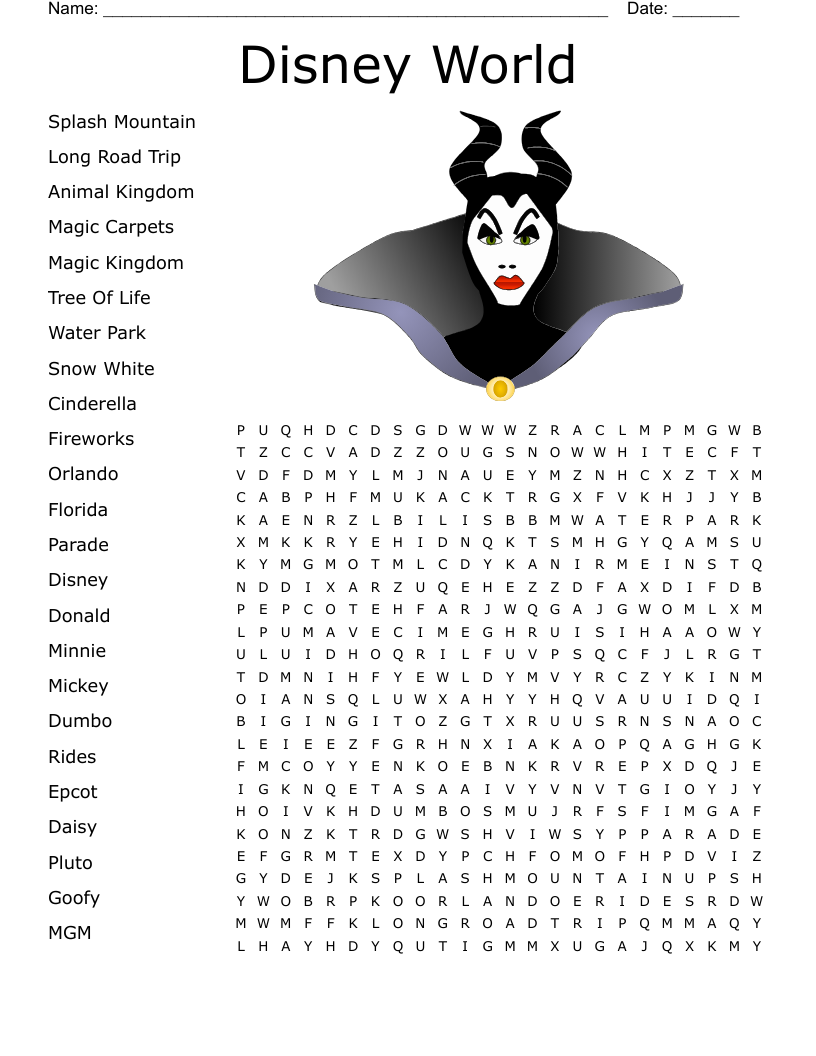 Disney World  Word Search