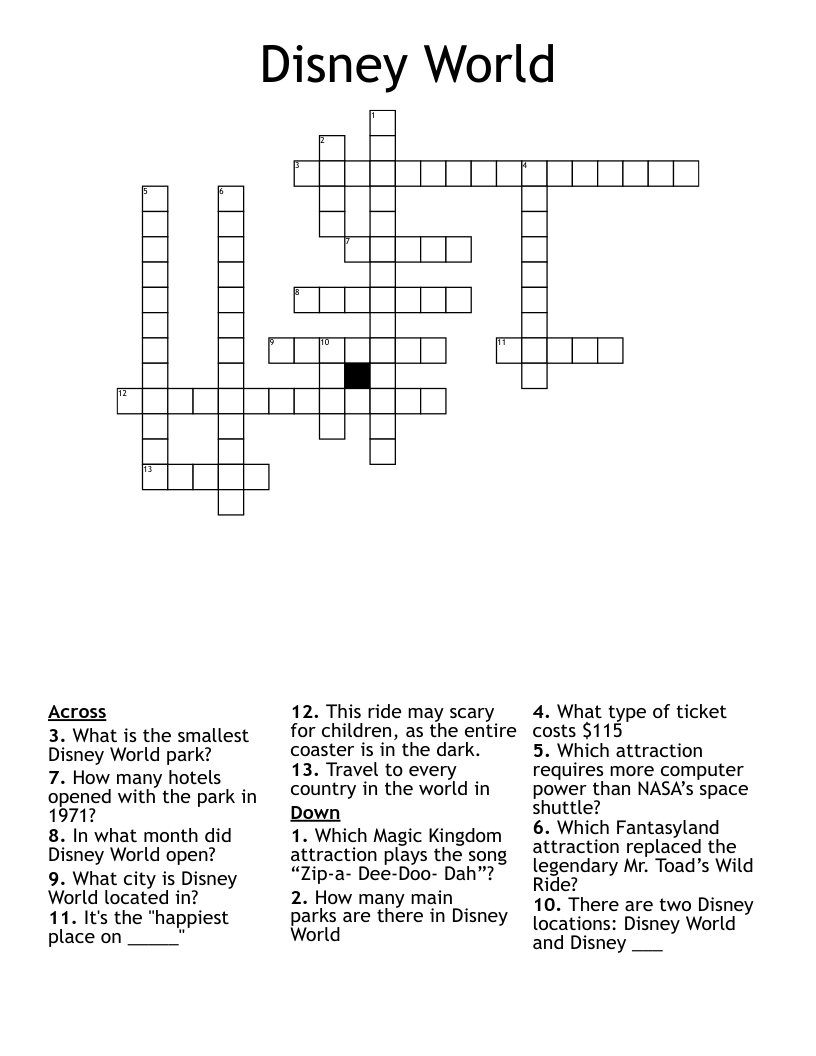 Disney World  Crossword