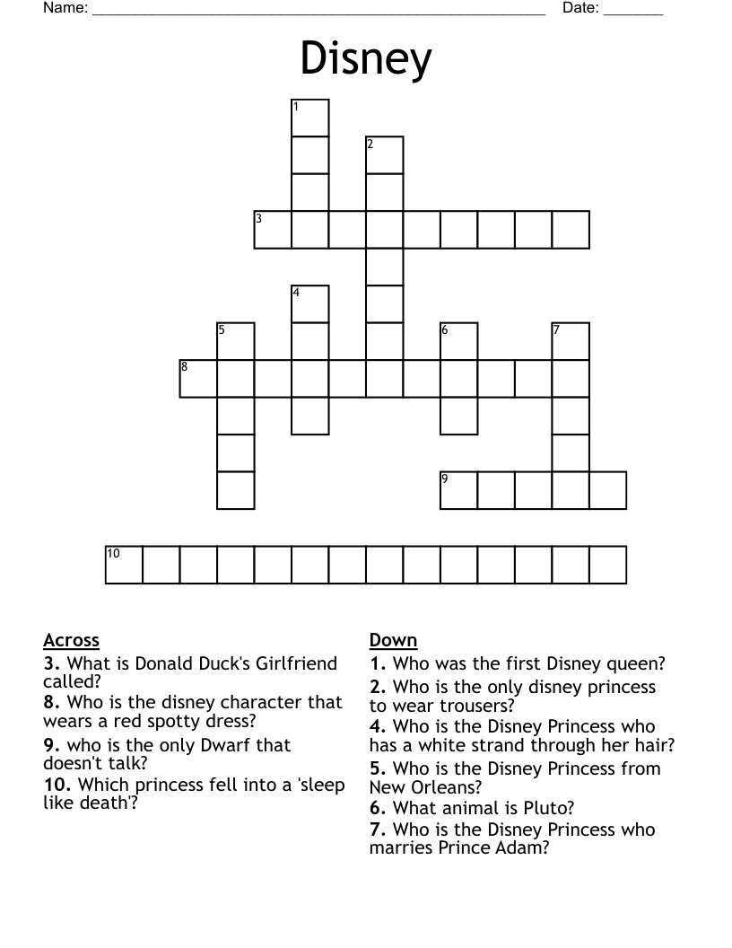 Disney  Crossword