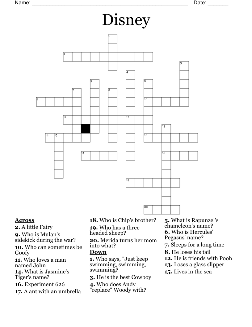 Disney  Crossword