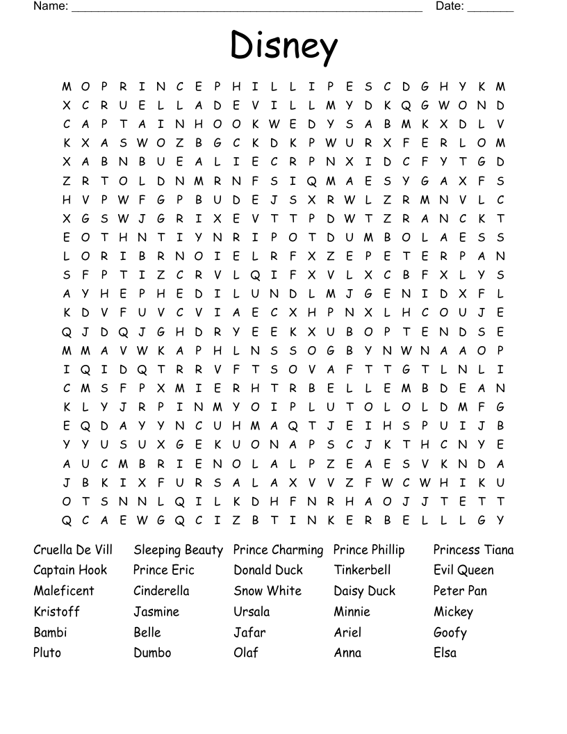 Disney  Word Search