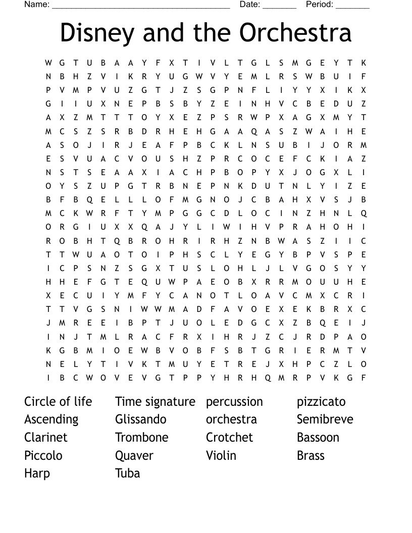 Disney and the Orchestra Word Search