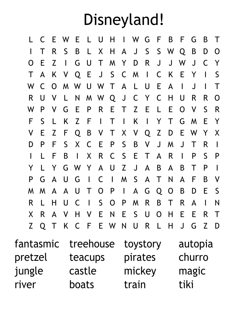 Disneyland! Word Search