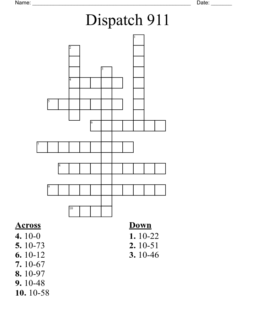 Dispatch 911 Crossword