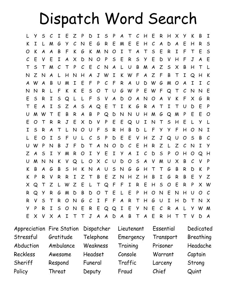 Dispatch Word Search
