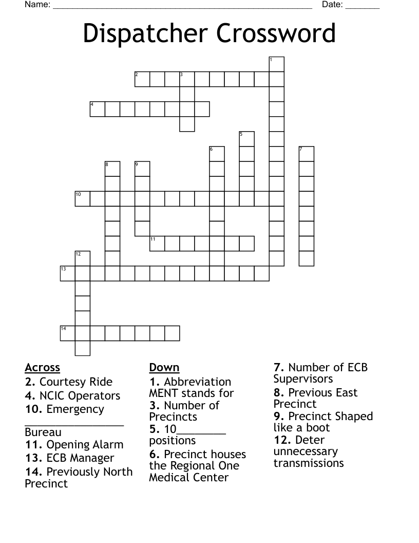 Dispatcher Crossword