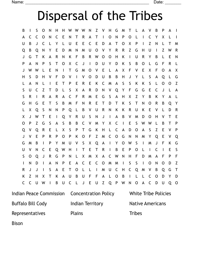Dispersal of the Tribes Word Search