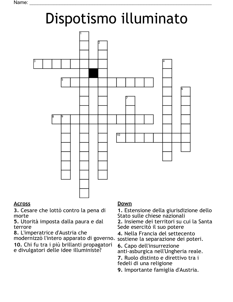 Dispotismo illuminato Crossword