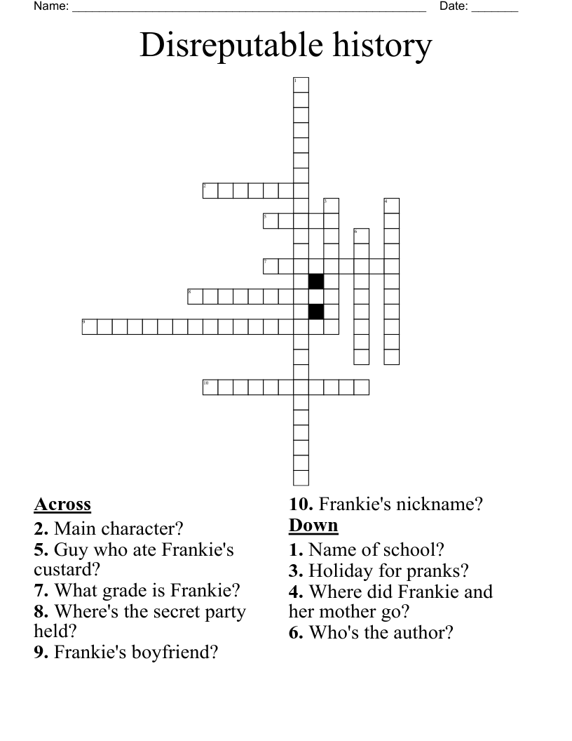 Disreputable history Crossword