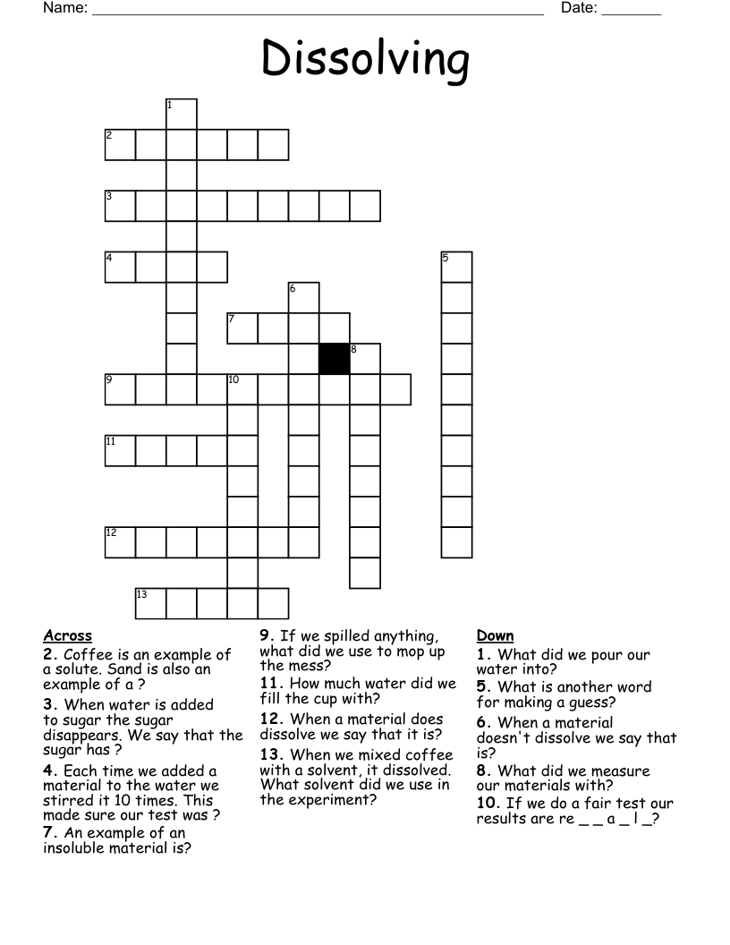 Dissolving Crossword