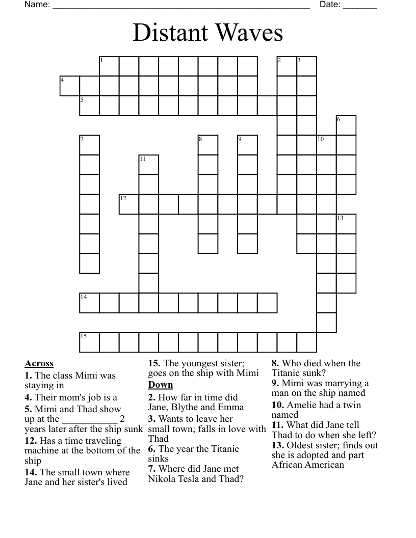 Distant Waves Crossword