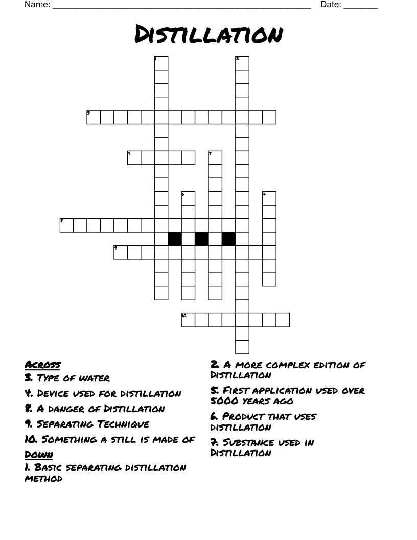 Distillation Crossword