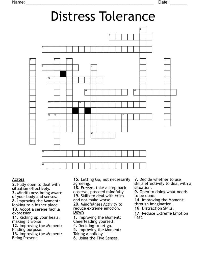 Distress Tolerance Crossword